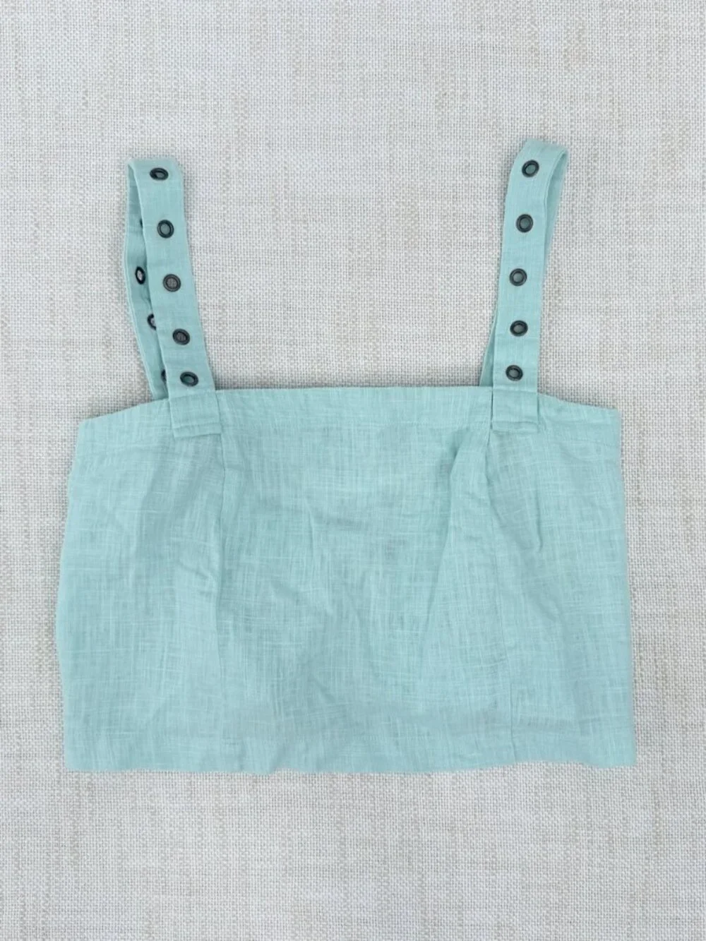 Free People Syd Grommet Linen Crop Top XS Mint